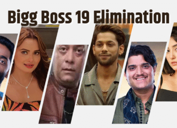 Bigg Boss 19 Eviction के लिए नॉमिनेटेड कंटेस्टेंट्स (ज़िशन, सारा, रश्मि, और अन्य) का कोलाज फोटो।
