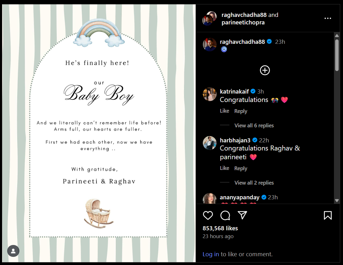 Parineeti Chopra Baby News: दिवाली से पहले परिणीति चोपड़ा और राघव चड्ढा बने माता-पिता