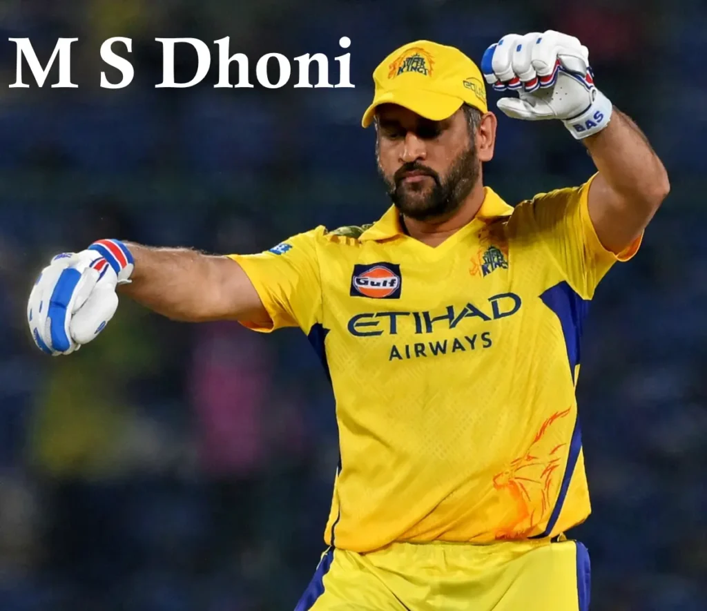 IPL 2026 MS Dhoni in Chennai Super Kings jersey playing a cricket shot