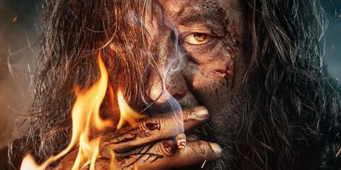 Sanjay Dutt in his intense, rugged avatar as Ballu in the first look of Khalnayak Returns. The iconic anti-hero is back after 33 years with a dark and fearless expression."