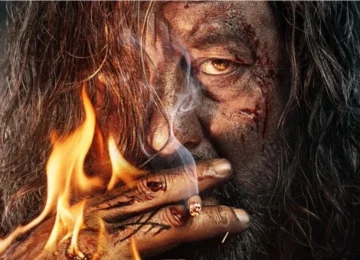 Sanjay Dutt in his intense, rugged avatar as Ballu in the first look of Khalnayak Returns. The iconic anti-hero is back after 33 years with a dark and fearless expression."