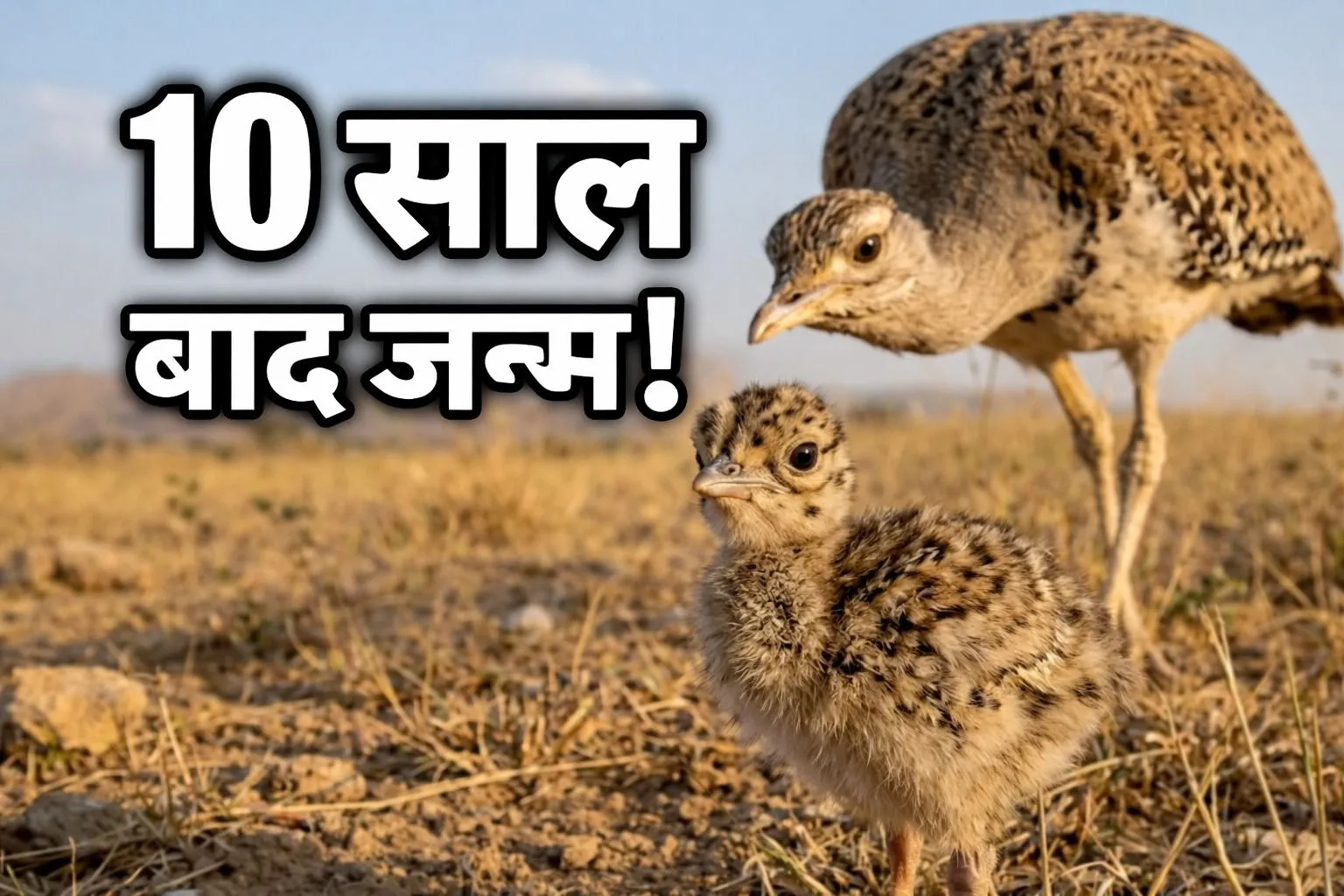 Great Indian Bustard chick in India protected by forest officials