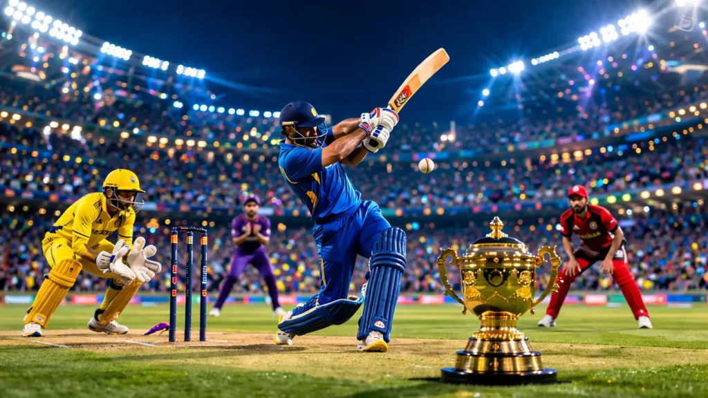 IPL 2026 मैच के दौरान बल्लेबाज शॉट खेलते हुए