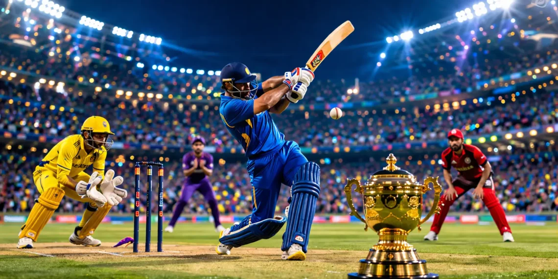 IPL 2026 मैच के दौरान बल्लेबाज शॉट खेलते हुए