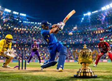 IPL 2026 मैच के दौरान बल्लेबाज शॉट खेलते हुए