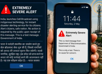 India emergency alert system test message on mobile screen