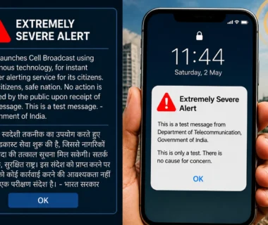 India emergency alert system test message on mobile screen