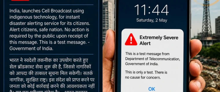 India emergency alert system test message on mobile screen