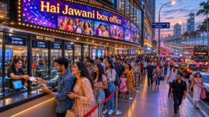 A crowded cinema multiplex tracking strong audience turnouts for the Hai Jawani box office run.