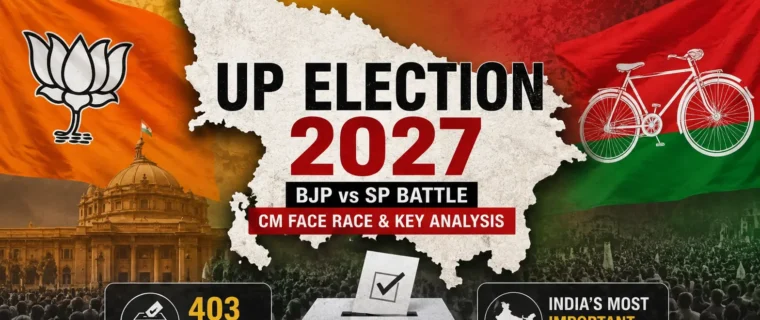 UP Election 2027 political analysis showing BJP vs SP battle in Uttar Pradesh election map