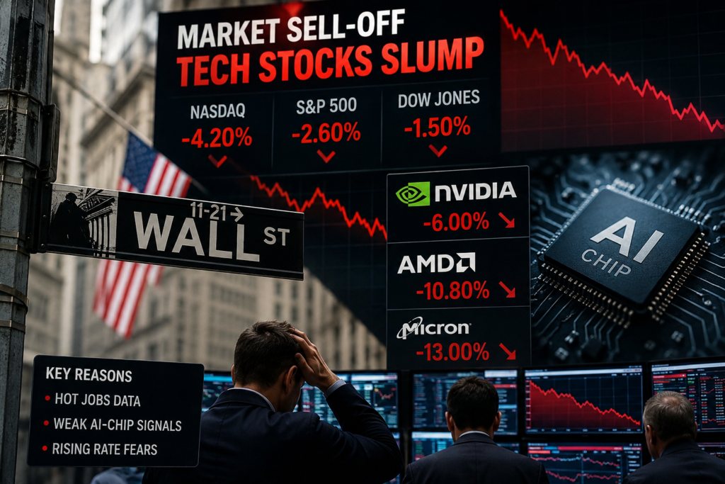 Big Tech stocks slump as Wall Street investors react to chip losses and AI demand worries