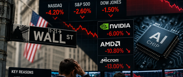 Big Tech stocks slump as Wall Street investors react to chip losses and AI demand worries