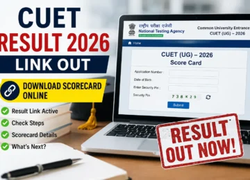 CUET result 2026 scorecard shown on the official NTA portal