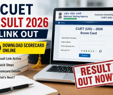 CUET result 2026 scorecard shown on the official NTA portal