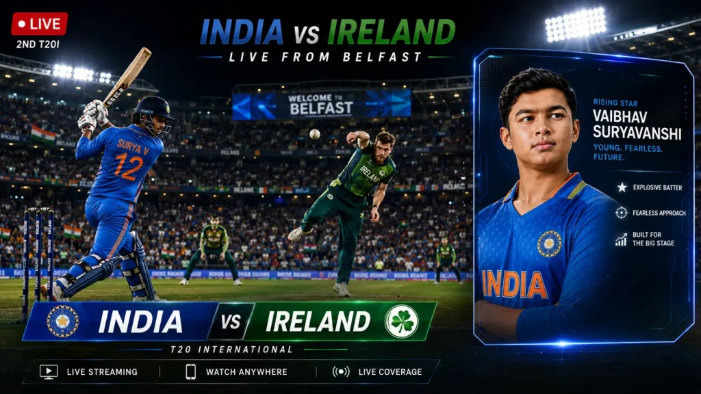 IND vs IRE 2nd T20I live streaming details for India vs Ireland cricket match in Belfast 2026