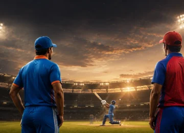 India A and Afghanistan A players during the Tri-Nation A Series match