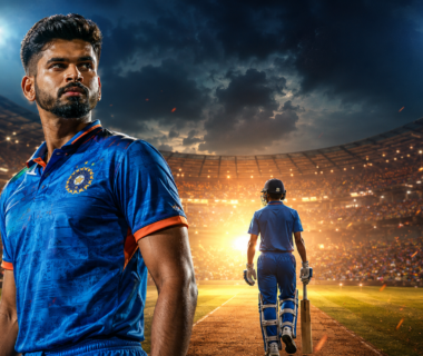 India T20I squads announcement featuring new captain Shreyas Iyer and teenage batsman Vaibhav Sooryavanshi under stadium lights.