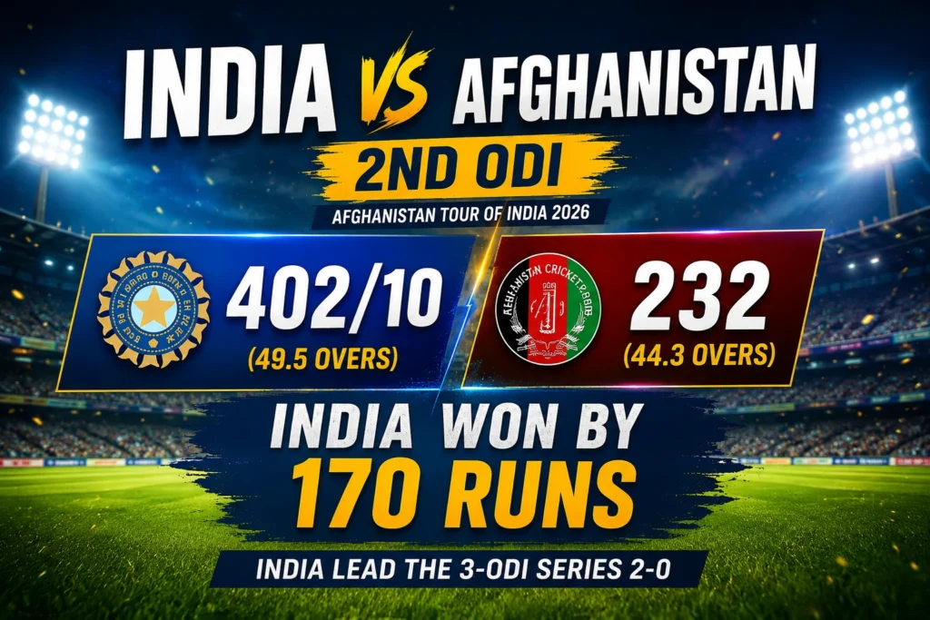 India vs Afghanistan 2nd ODI action image showing Gill and Kishan powering India to a huge total in Lucknow
