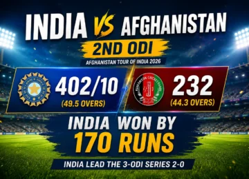 India vs Afghanistan 2nd ODI action image showing Gill and Kishan powering India to a huge total in Lucknow