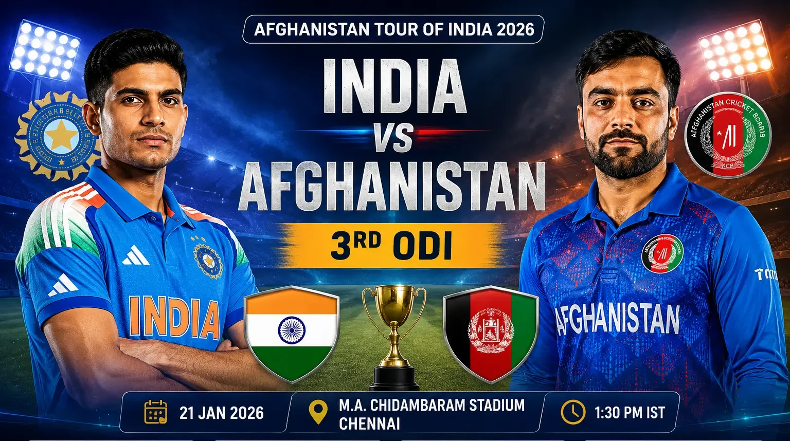 India vs Afghanistan 3rd ODI match preview featuring both teams ahead of the ODI clash in Chennai.
