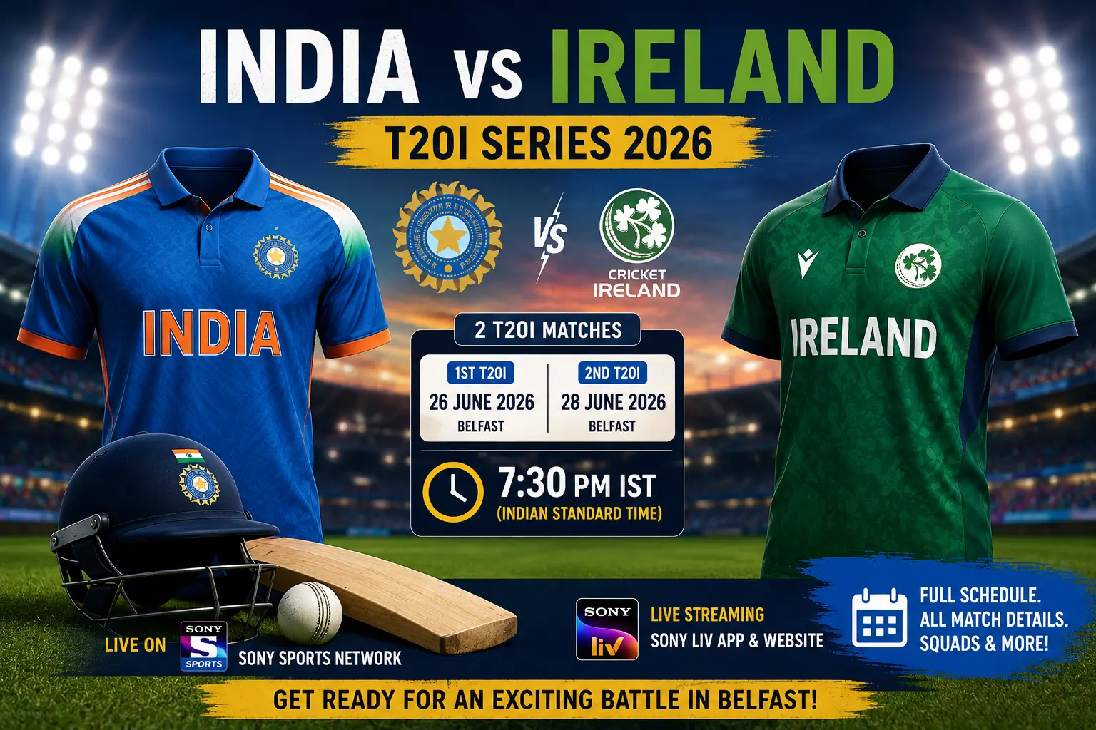 India vs Ireland T20I Series 2026 players during pre-match preparations in Belfast