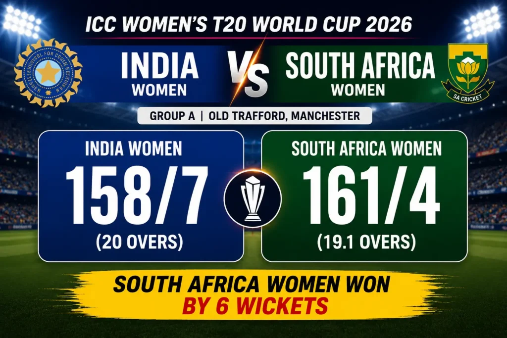 India vs South Africa Women's T20 World Cup 2026 action scene from the Manchester clash