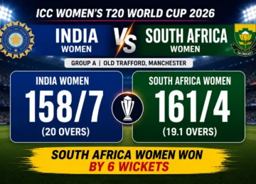 India vs South Africa Women's T20 World Cup 2026 action scene from the Manchester clash