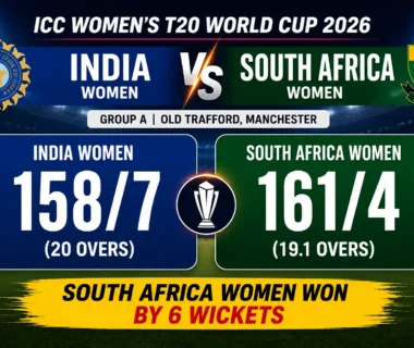India vs South Africa Women's T20 World Cup 2026 action scene from the Manchester clash