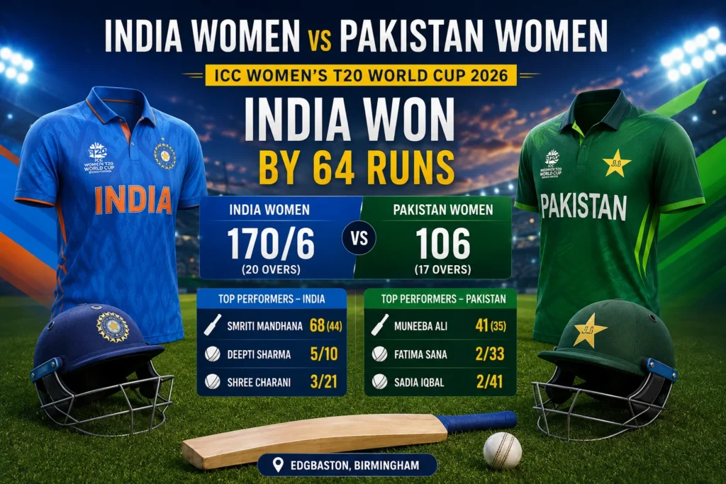 India Women vs Pakistan Women at Edgbaston after India’s 64-run win