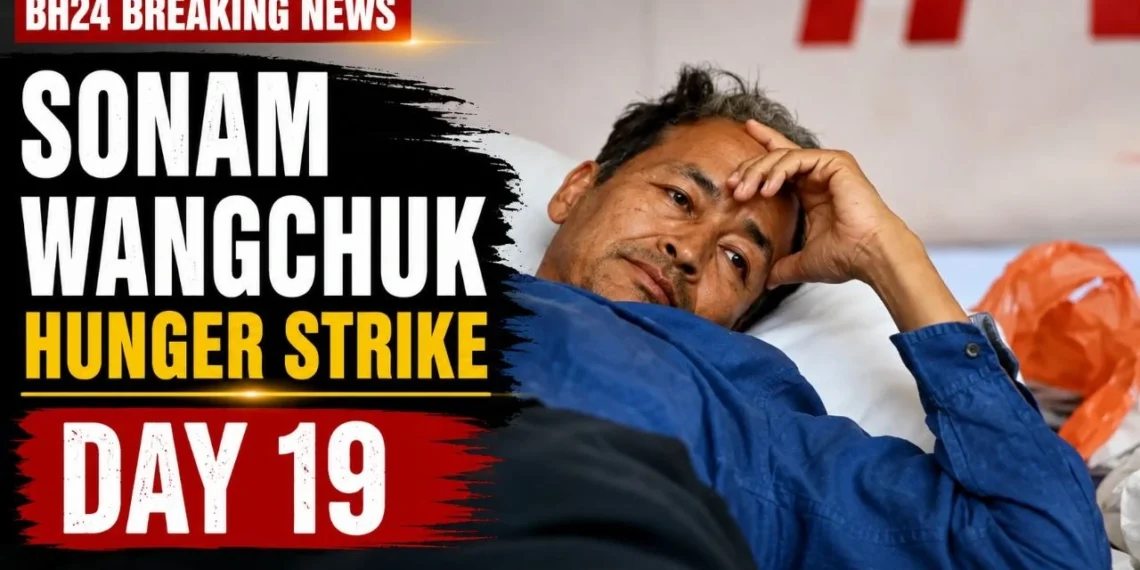 Sonam Wangchuk during his Day 19 hunger strike at Jantar Mantar in New Delhi.