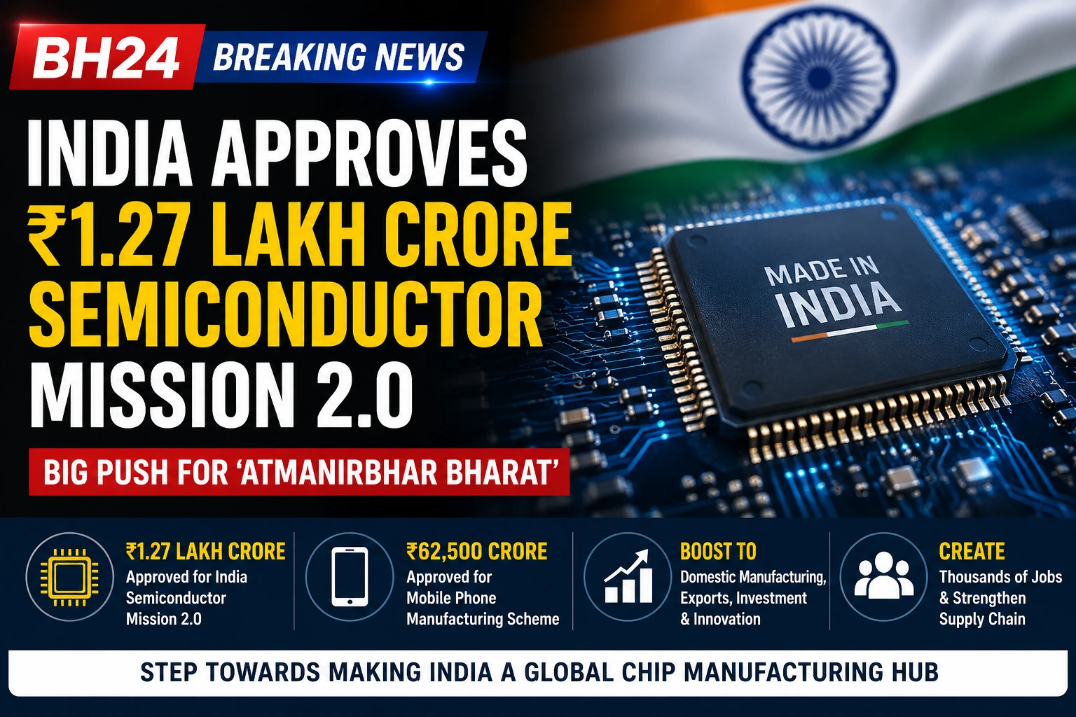 India Approves ₹1.27 Lakh Crore Semiconductor Mission 2.0 to Boost Chip Manufacturing