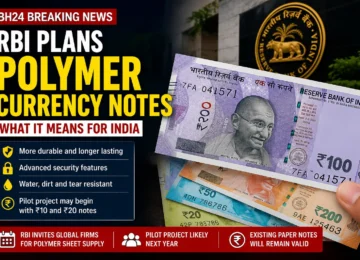 RBI polymer currency notes concept showing Indian rupee notes as the Reserve Bank of India plans to introduce durable plastic banknotes with enhanced security features.