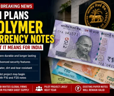 RBI polymer currency notes concept showing Indian rupee notes as the Reserve Bank of India plans to introduce durable plastic banknotes with enhanced security features.