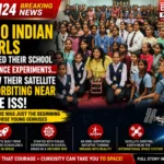 Indian schoolgirls celebrating after their satellite mission reached orbit near the International Space Station.