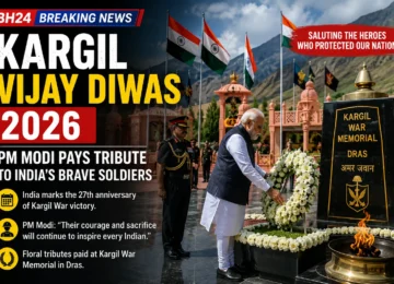 Prime Minister Narendra Modi pays tribute to Indian soldiers on Kargil Vijay Diwas 2026 as the nation marks the 27th anniversary of the Kargil War victory.