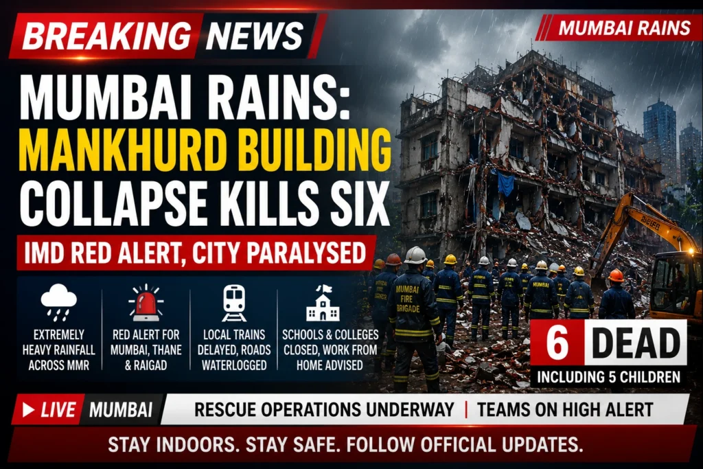 Mumbai rains cause flooding and building collapse in Mankhurd