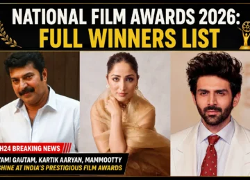 National Film Awards 2026 winners featuring Mammootty, Yami Gautam, and Kartik Aaryan