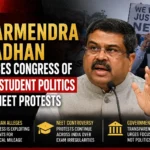 Union Education Minister Dharmendra Pradhan addresses media while responding to Congress over student protests and the NEET controversy.