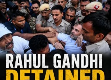 Rahul Gandhi's detention during a Delhi protest sparked a political row as Union Minister Dharmendra Pradhan accused Congress of exploiting students for political gains.