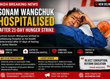 Sonam Wangchuk resting in a hospital bed after being hospitalised following his 21-day hunger strike at Delhi's Jantar Mantar over education reform and alleged exam paper leaks.