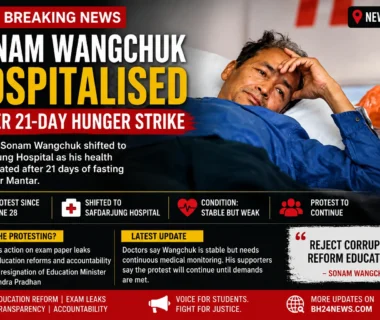 Sonam Wangchuk resting in a hospital bed after being hospitalised following his 21-day hunger strike at Delhi's Jantar Mantar over education reform and alleged exam paper leaks.