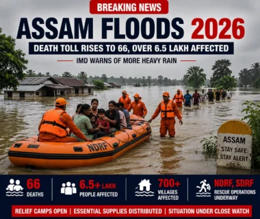 Rescue teams evacuate residents from flood-affected villages in Assam as heavy monsoon rains continue and relief operations remain underway.