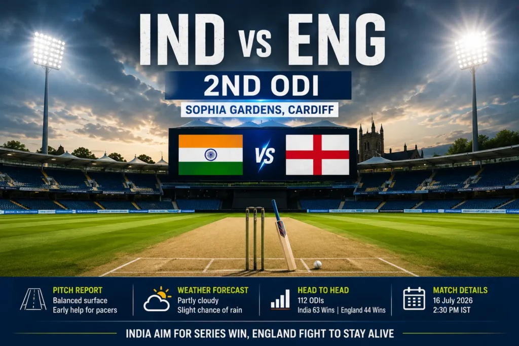 IND vs ENG 2nd ODI at Sophia Gardens, Cardiff.
