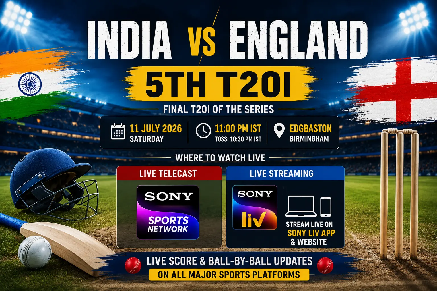 India and England players ahead of the IND vs ENG 5th T20I at Edgbaston, Birmingham.