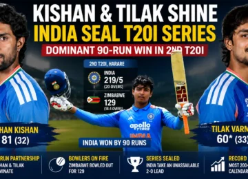 India vs Zimbabwe 2nd T20I as Ishan Kishan and Tilak Varma guide India to a series-clinching victory.
