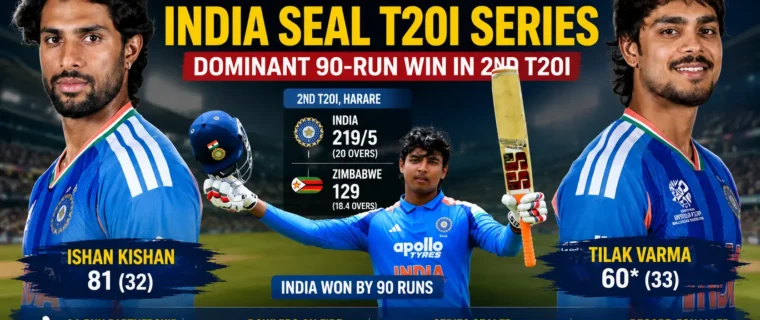 India vs Zimbabwe 2nd T20I as Ishan Kishan and Tilak Varma guide India to a series-clinching victory.