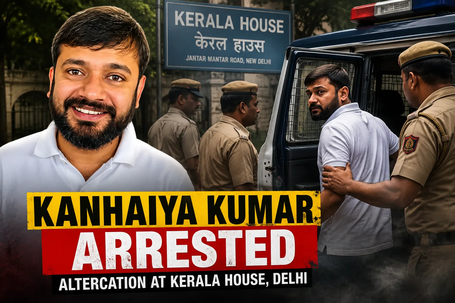 Kanhaiya Kumar Arrest after alleged altercation at Kerala House in Delhi