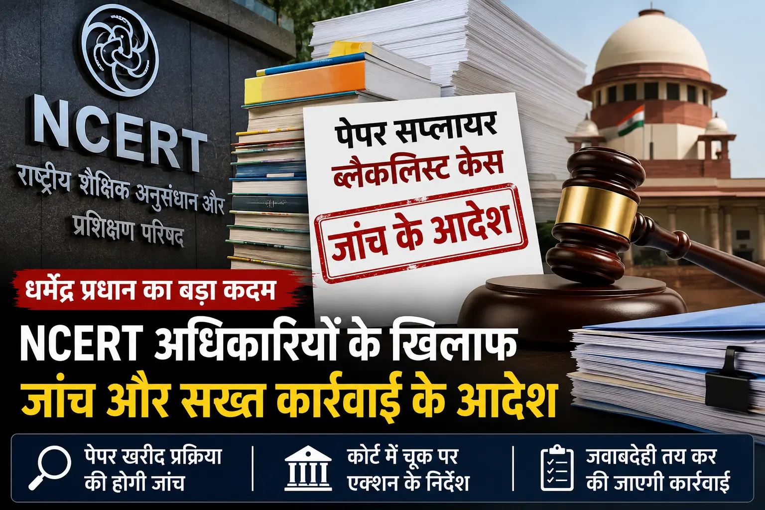 NCERT Paper Procurement Case से जुड़े मामले में शिक्षा मंत्रालय की कार्रवाई का सांकेतिक चित्र।