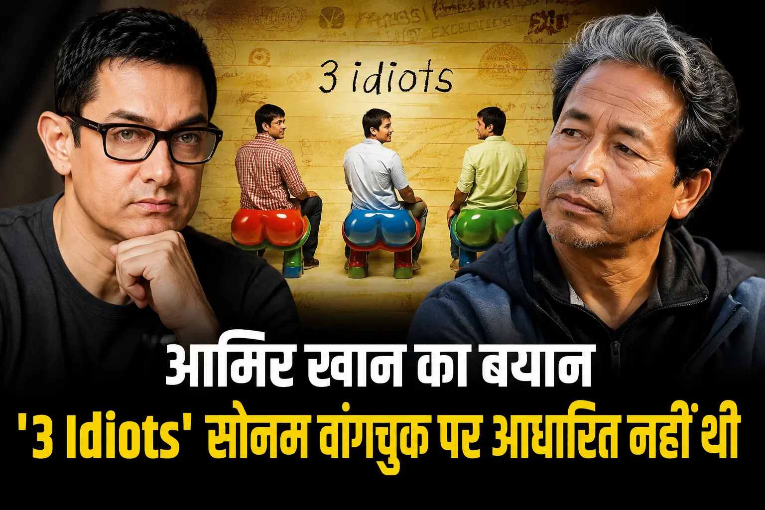Sonam Wangchuk से जुड़े बयान और '3 Idiots' पर आमिर खान की प्रतिक्रिया को दर्शाती प्रतीकात्मक तस्वीर।