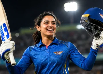 Smriti Mandhana 88* helps Manchester Super Giants Women beat Sunrisers Leeds Women.